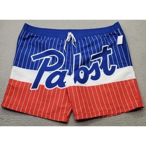Pabst Blue Ribbon Beer Swim Trunks Shorts Men XXL Multi Striped Lined PABR04BMWB
